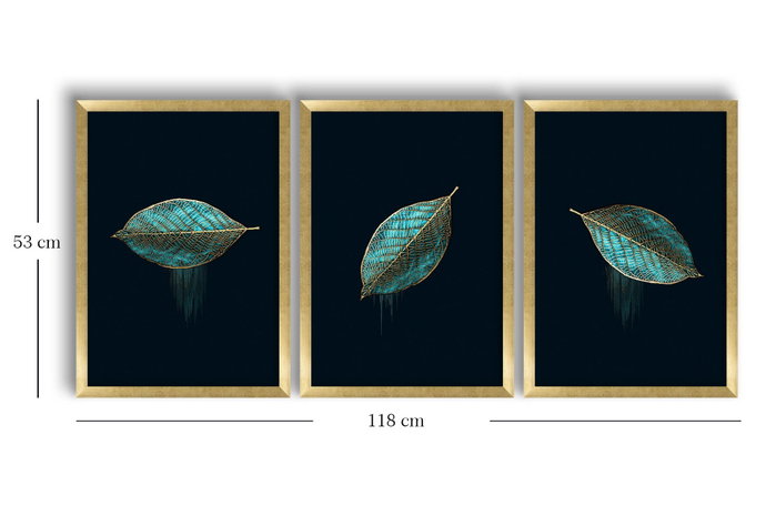 Wallity Cuadro Decorativo Enmarcado MDF de 3 Piezas Azul y Oro Wallity Cuadro Decorativo Enmarcado MDF de 3 Piezas Azul y Oro